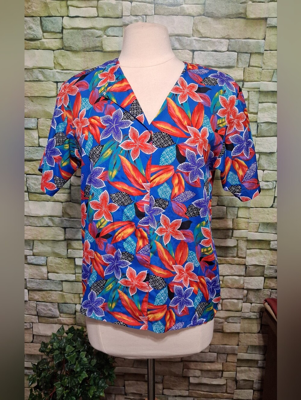 Oscar De La Renta Floral Button Down Shirt Vintage 90s